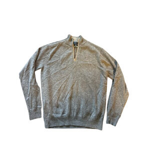 Peter Millar Mens Gray 100% Cashmere 1/4 Zip Long Sleeves Pullover Sweater Sz M